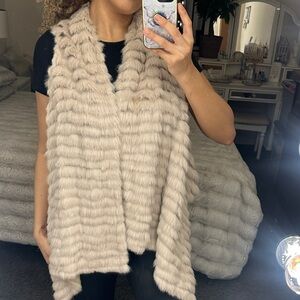 Jocelyn size Small Real Rabbit Fur Beige Vest